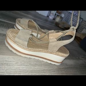 Marc Fisher rope tie platform sandals